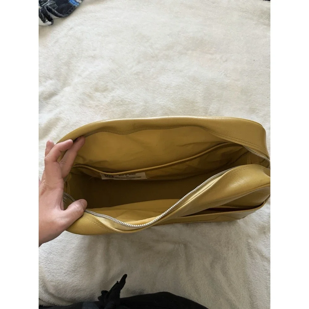 Vintage US Luggage Mustard Yellow Leather Shoulder Bag Briefcase